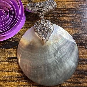 67A. Natural Mother of Pearl Shell Silver Pendant